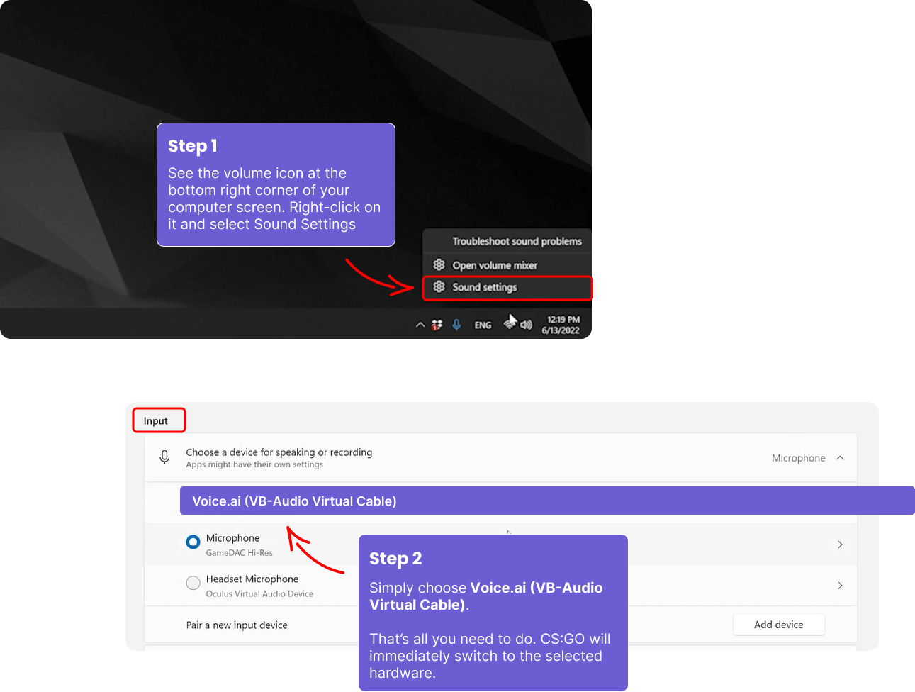 How to change CS:GO microphone