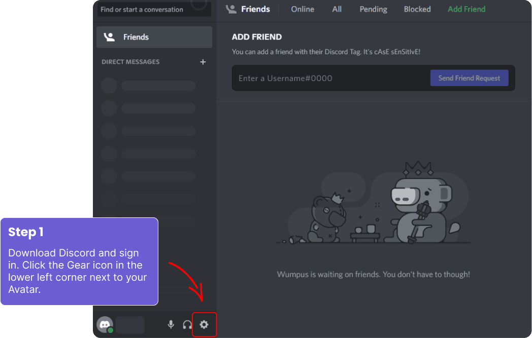 Discord settings gear icon