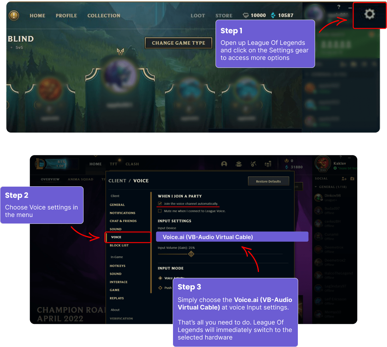 How to change League of Legends default microphone