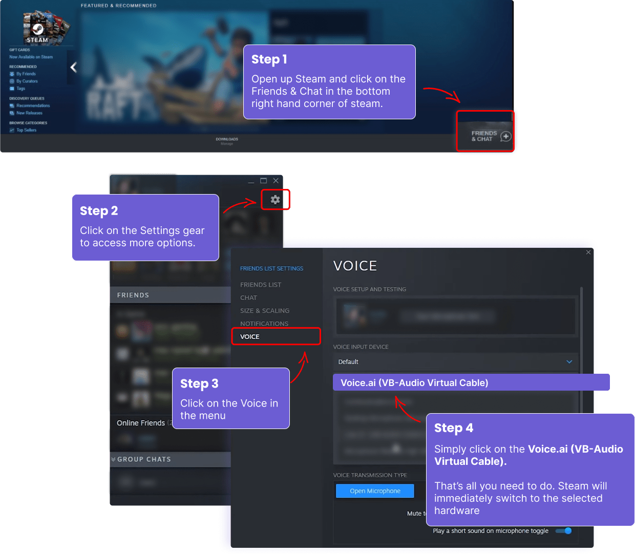How to change Steam default microphone