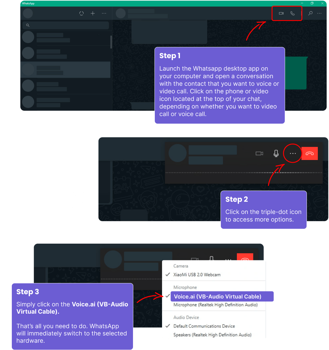 How to change WhatsApp microphone